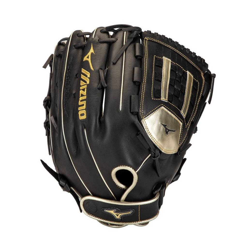 Womens Mizuno MVP Prime SE Slowpitch 14" Softball Gloves Black/Gold Philippines (BONVGH102)